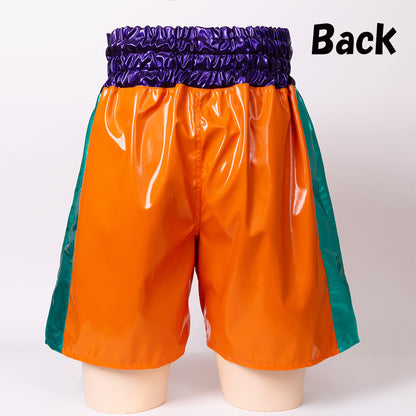 Deluxe♪ Enamel Fabric Boxing Trunks (with enamel lining) [Black / Orange] Men's Adult L-4L Free Shipping Made in Japan
