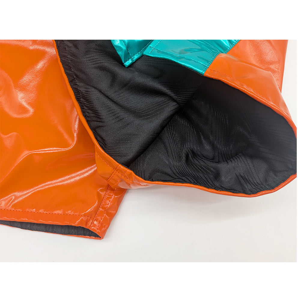 Deluxe♪ Enamel Fabric Boxing Trunks (with enamel lining) [Black / Orange] Men's Adult L-4L Free Shipping Made in Japan