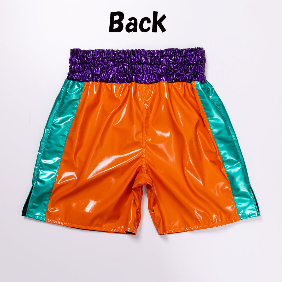 Deluxe♪ Enamel Fabric Boxing Trunks (with enamel lining) [Black / Orange] Men's Adult L-4L Free Shipping Made in Japan
