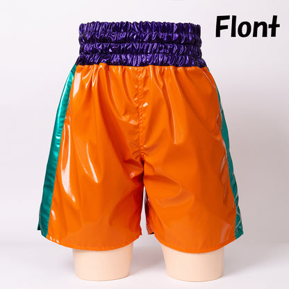 Deluxe♪ Enamel Fabric Boxing Trunks (with enamel lining) [Black / Orange] Men's Adult L-4L Free Shipping Made in Japan