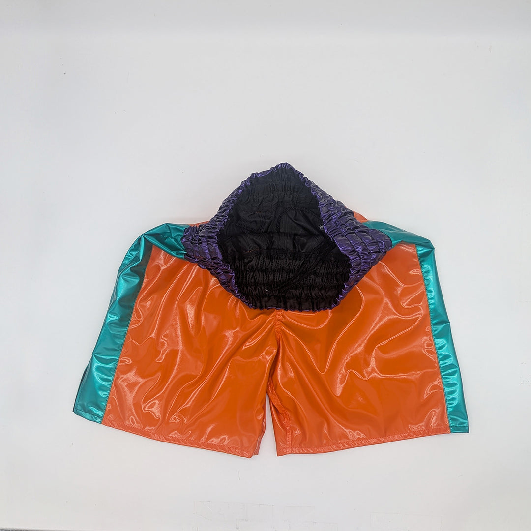 Deluxe♪ Enamel Fabric Boxing Trunks (with enamel lining) [Black / Orange] Men's Adult L-4L Free Shipping Made in Japan
