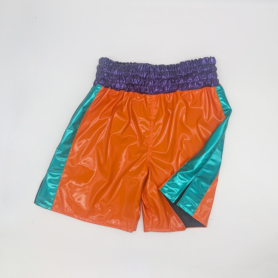Deluxe♪ Enamel Fabric Boxing Trunks (with enamel lining) [Black / Orange] Men's Adult L-4L Free Shipping Made in Japan